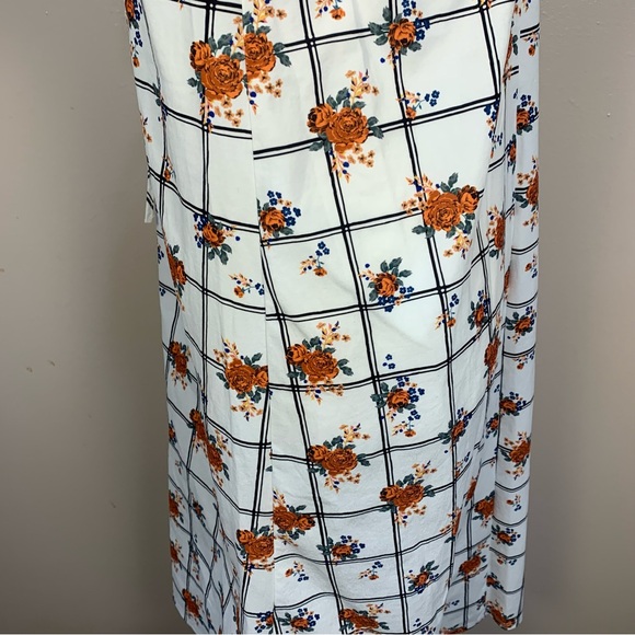 ZARA Ruffle Collar Floral Check Midi Dress - Picture 8 of 14